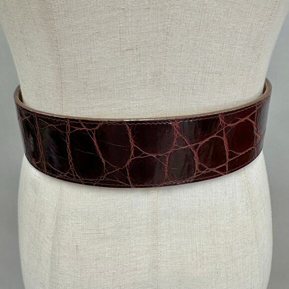 Catherine‎ Carson burgundy leather strap belt silver elephant & drop chain small main image 4